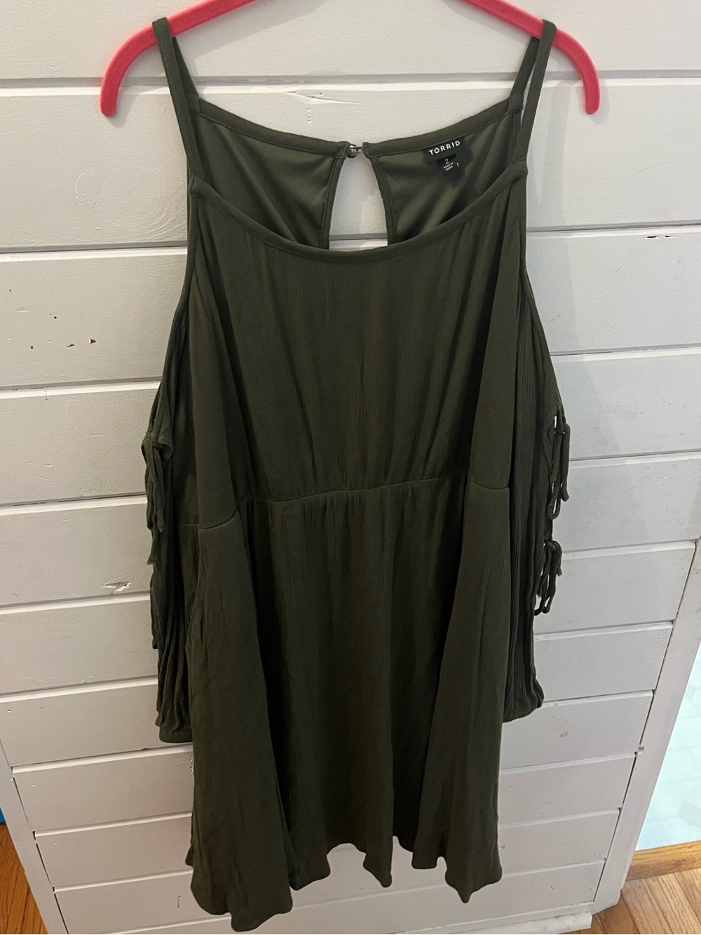 Torrid Olive Green  Cold Shoulder Skater Dress With Pockets Size 2X